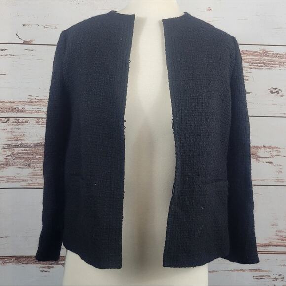 Vince Wool Blend Cropped Jacket Black Size 4 - Picture 1 of 9